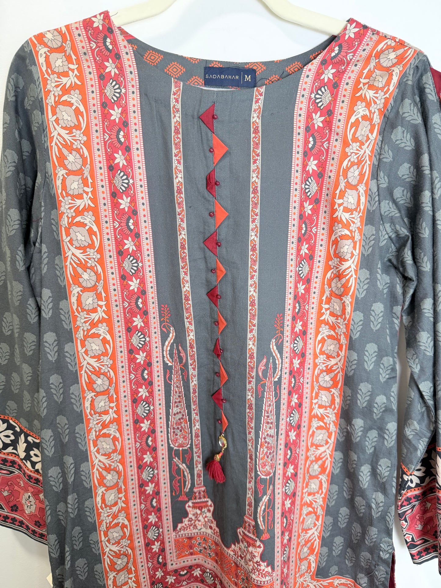 Grey orange red Kurta - 38