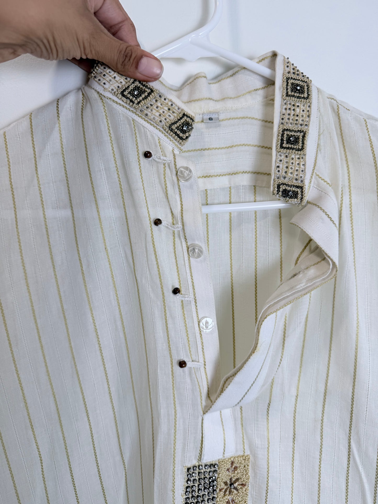 Off white Mens Kurta - Large
