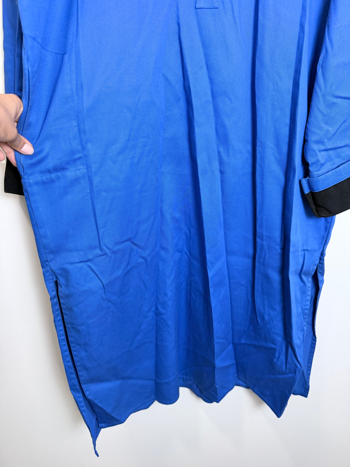 Blue Black Mens Kurta - Large
