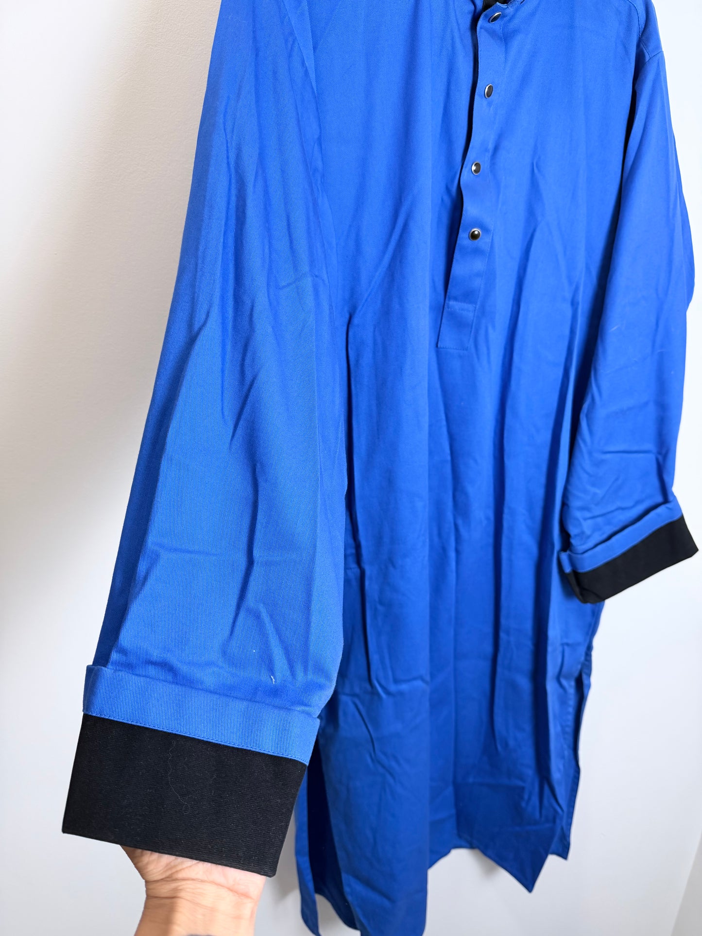 Blue Black Mens Kurta - Large