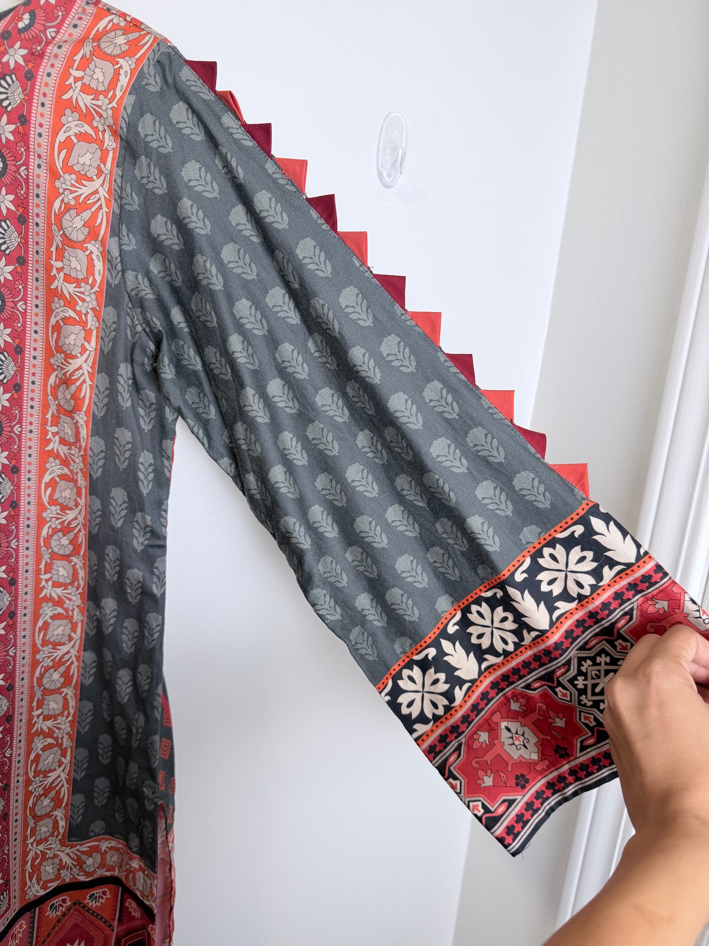 Grey orange red Kurta - 38