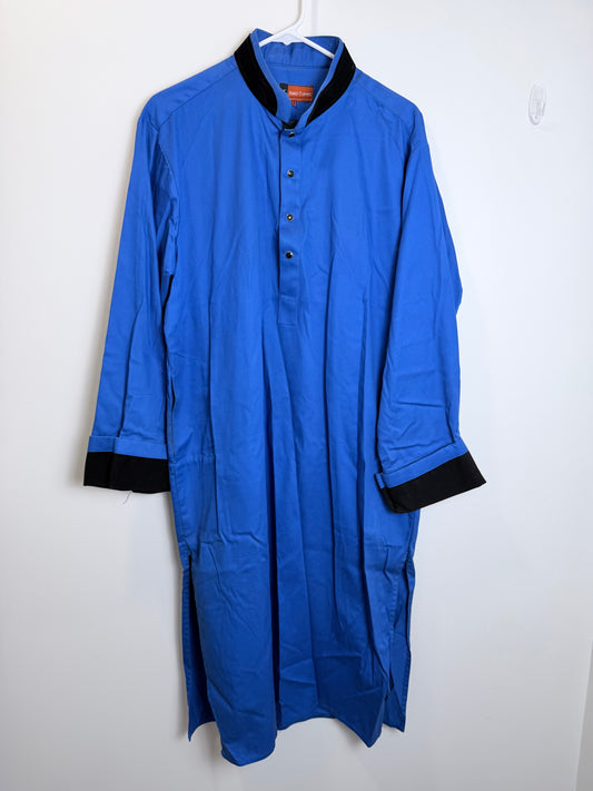 Blue Black Mens Kurta - Large