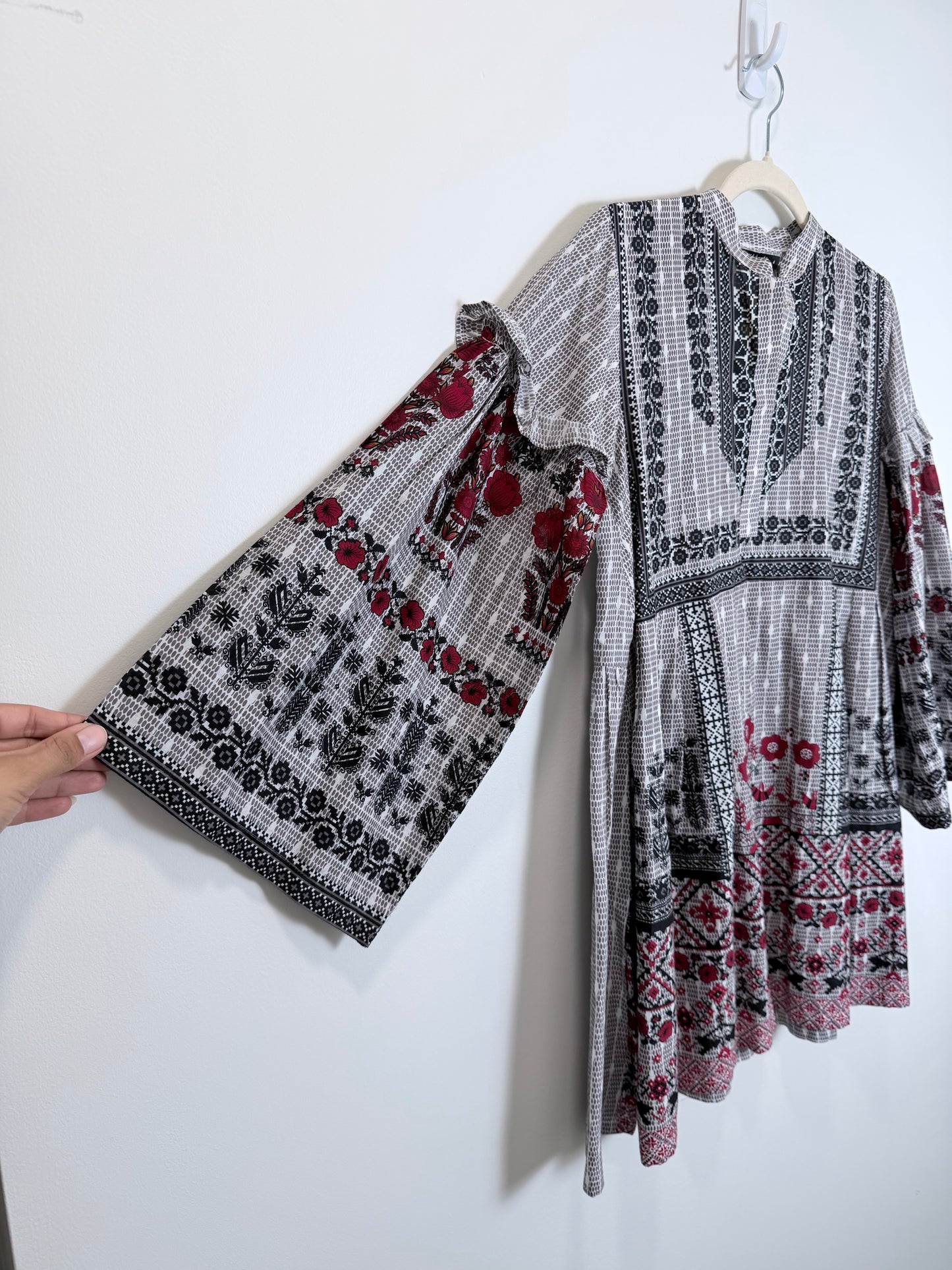 Gray black red Kurta - 38
