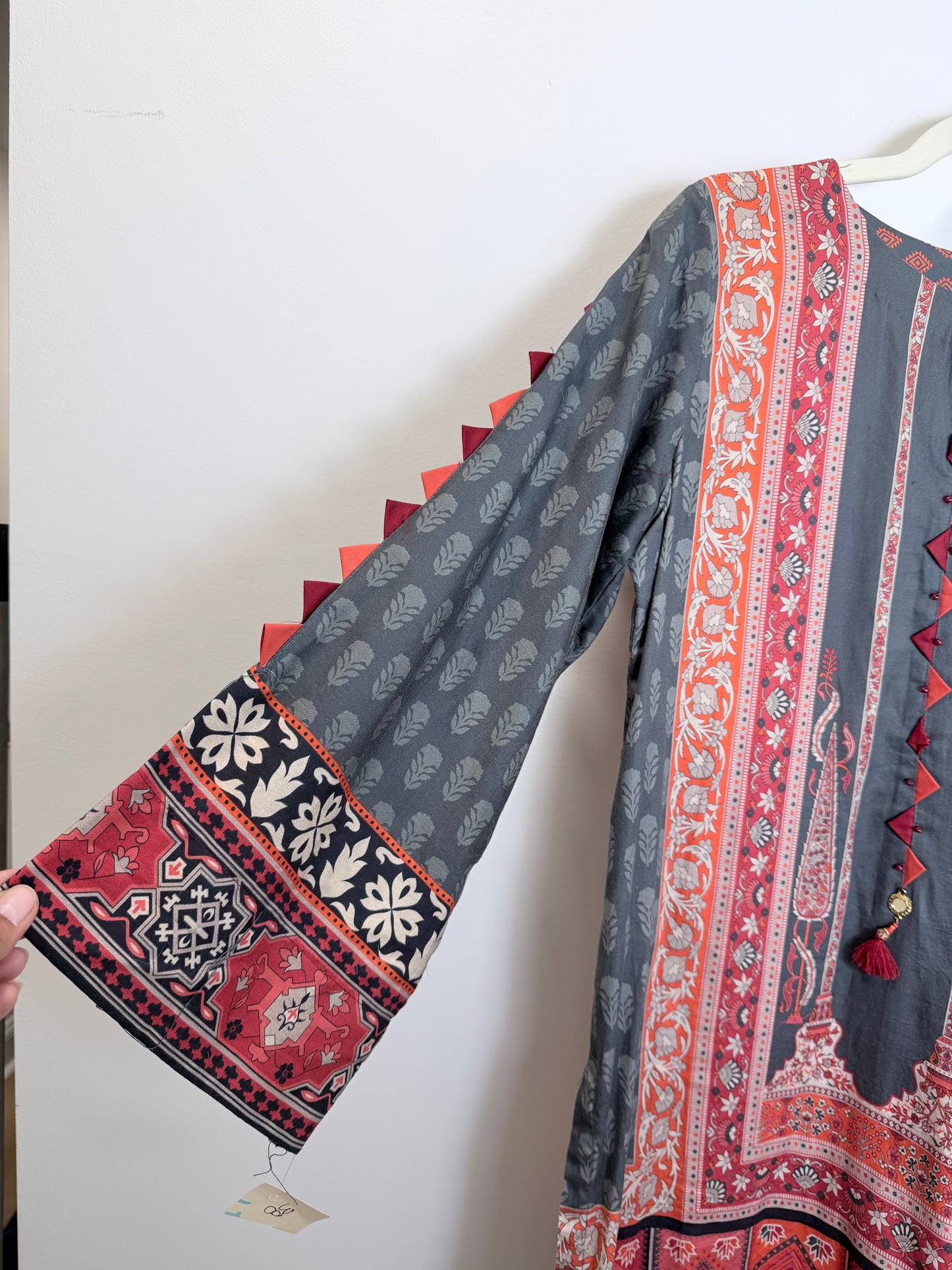 Grey orange red Kurta - 38
