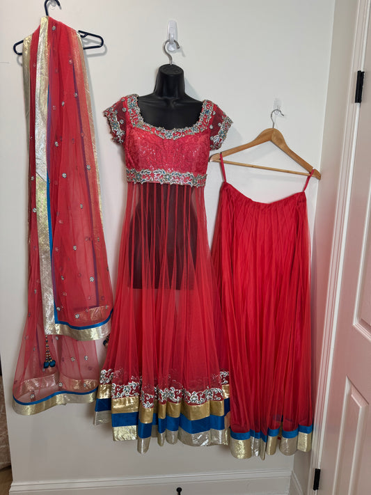 Red Orange Lehenga - 32