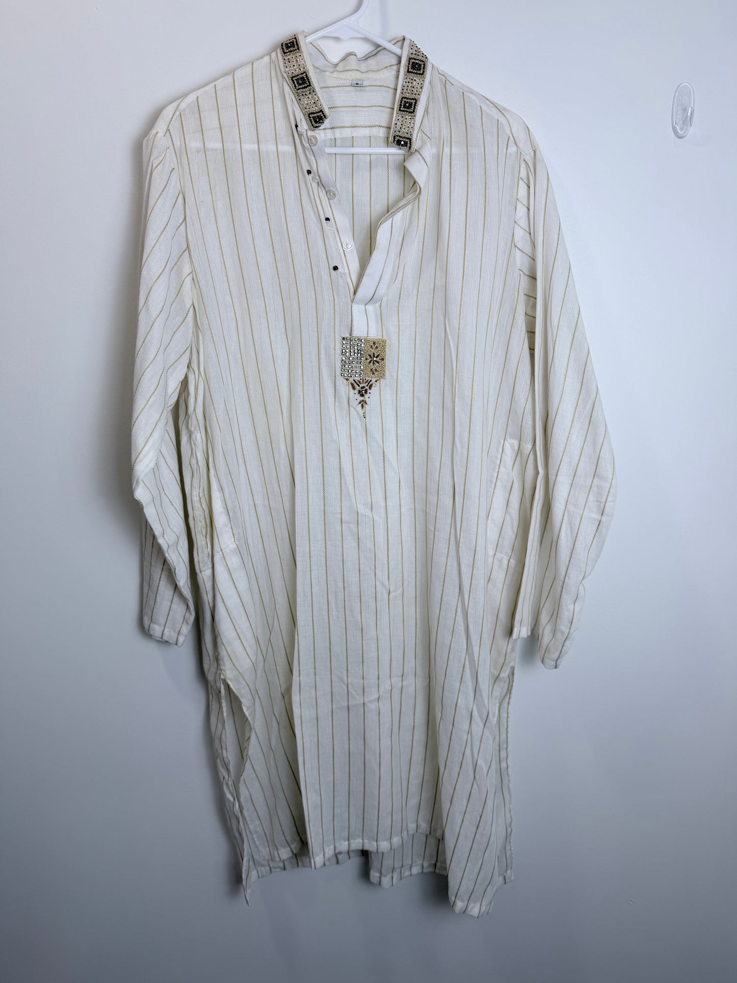 Off white Mens Kurta - Large